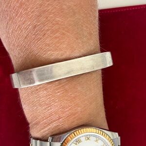 Men/unisex 925 sterling silver solid adjustable/open cuff bracelet